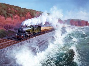 Steam train near Langstone Rock, Dawlish in 1960