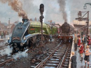 Train spotters at Doncaster station in 1950s