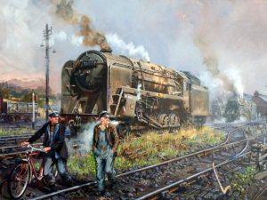 British Railways 9F engine on shed