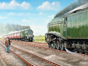 Gresley A4 pacifics on the East Coast main Line