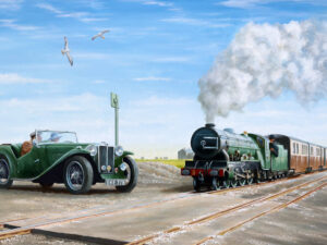 Romney Hythe and Dymchurch Railway train at Dungerness